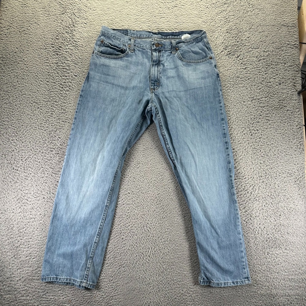 Wrangler Jeans Men's 36x29 Blue Cotton Denim Straight Leg Workwear Travel Feded